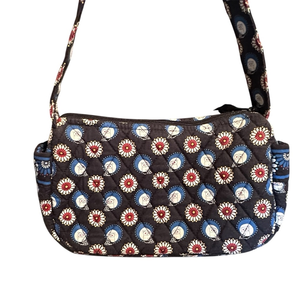 Vera Bradley Quilted Shoulder Bag - Black and Blue Owl and Floral Night Owl